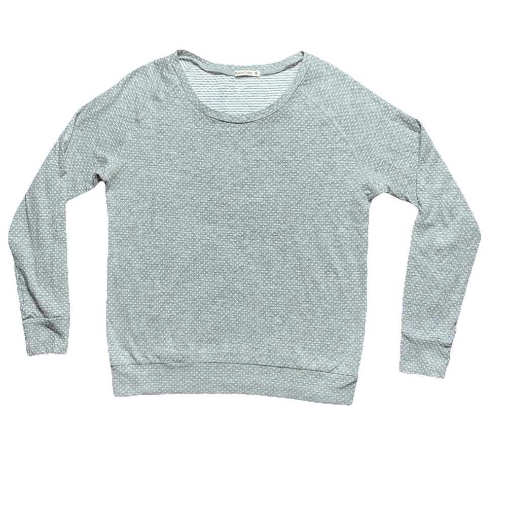 Marine‎ Layer Pullover Sweater Mens M Grey Crew Neck Long Sleeve Casual Logo USA